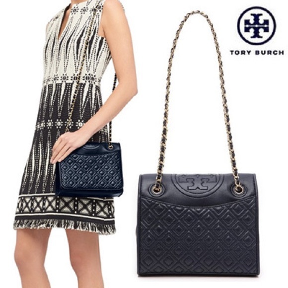 Tory Burch Handbags - Tory Burch Fleming Black Leather Quilted Convertible Shoulder Bag
